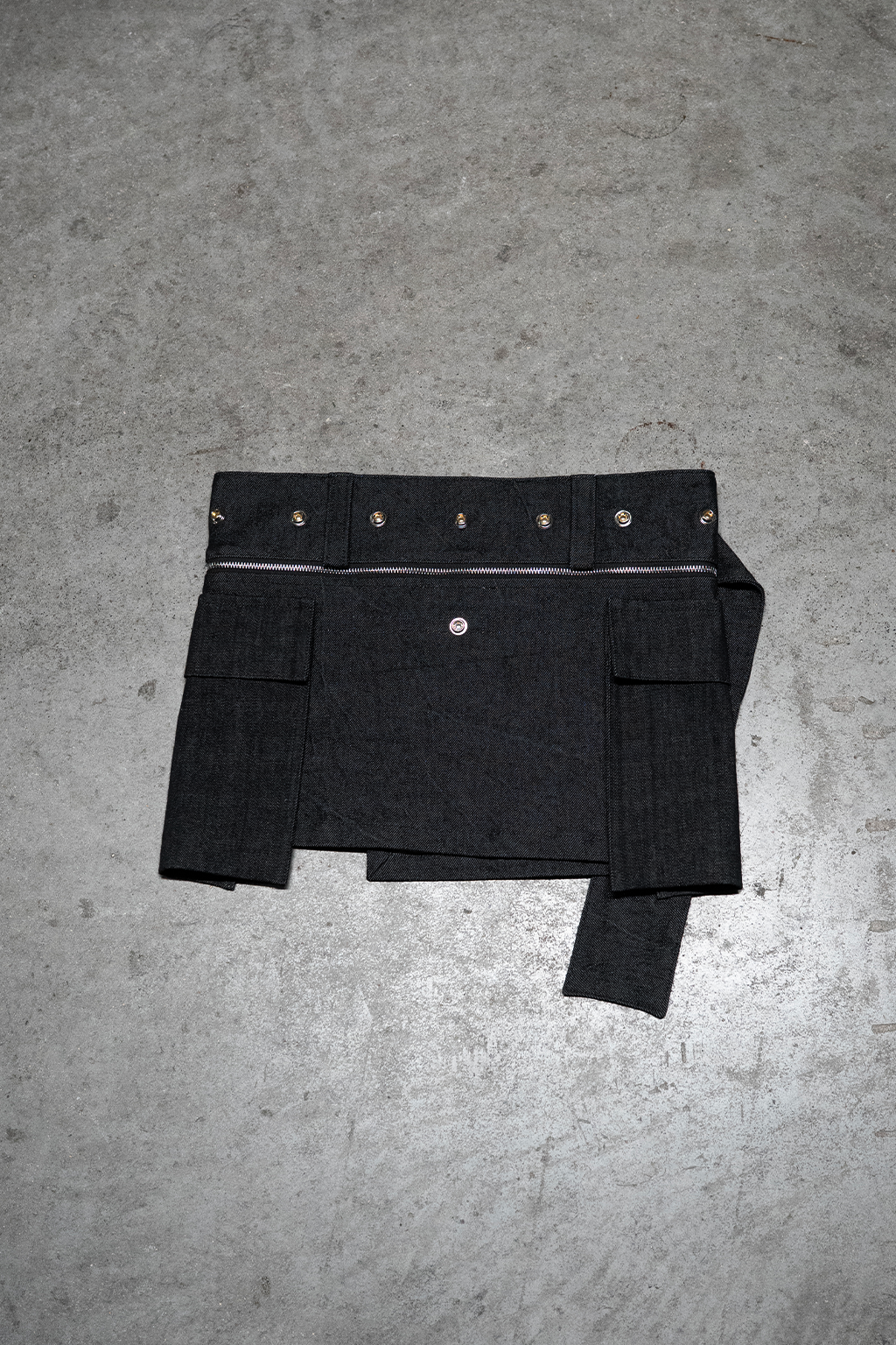 TECHNICAL MINI SKIRT BLACK DENIM