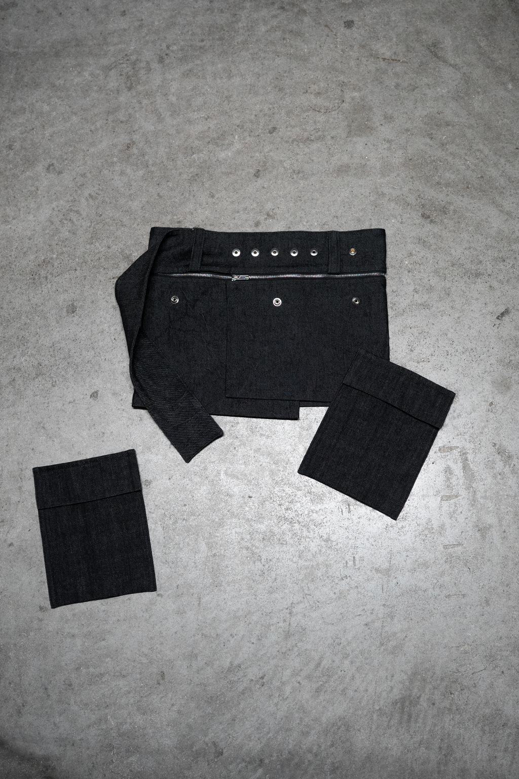 TECHNICAL MINI SKIRT BLACK DENIM