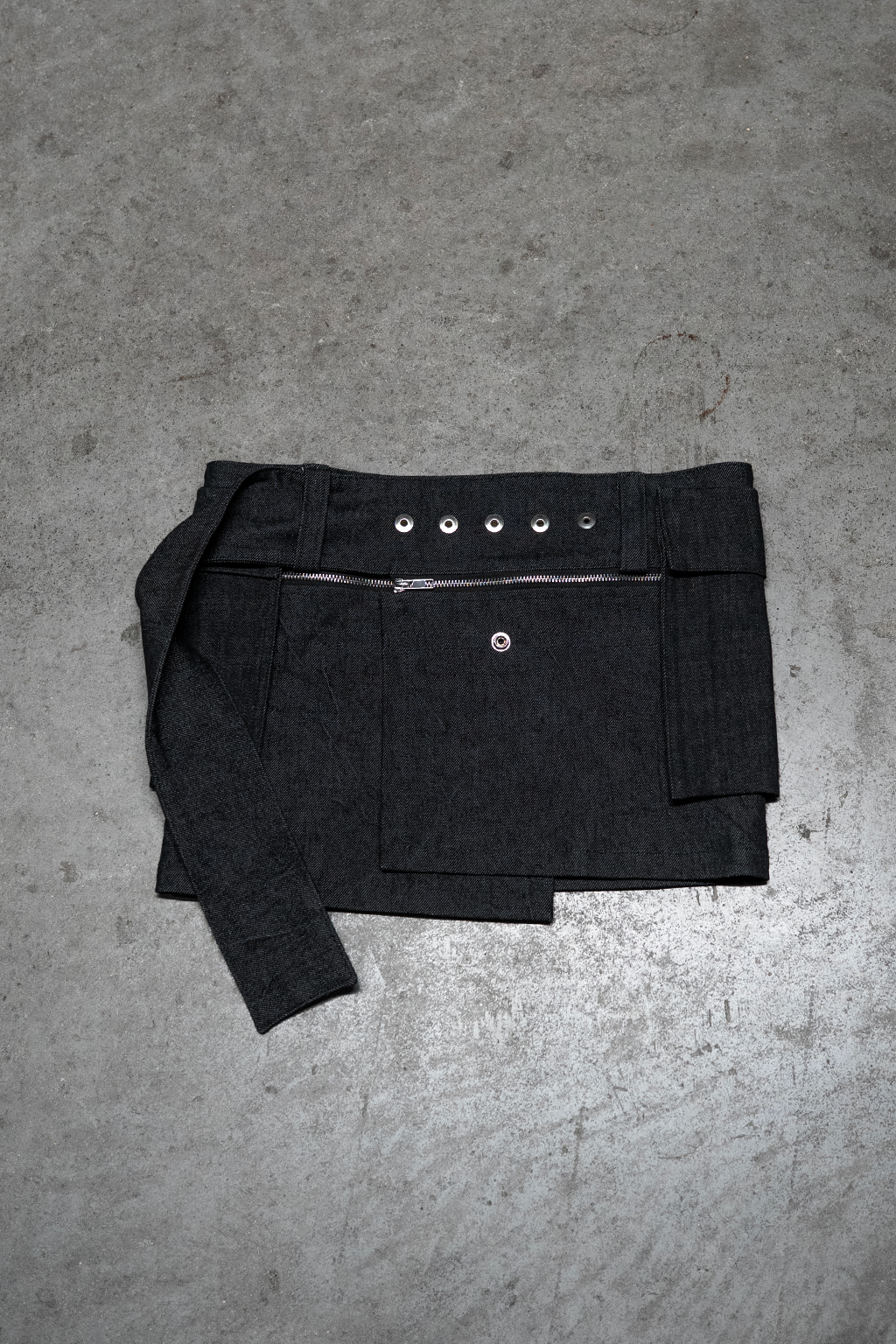 TECHNICAL MINI SKIRT BLACK DENIM