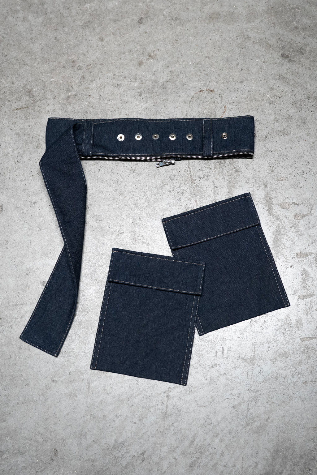 TECHNICAL MINI SKIRT RAW DENIM