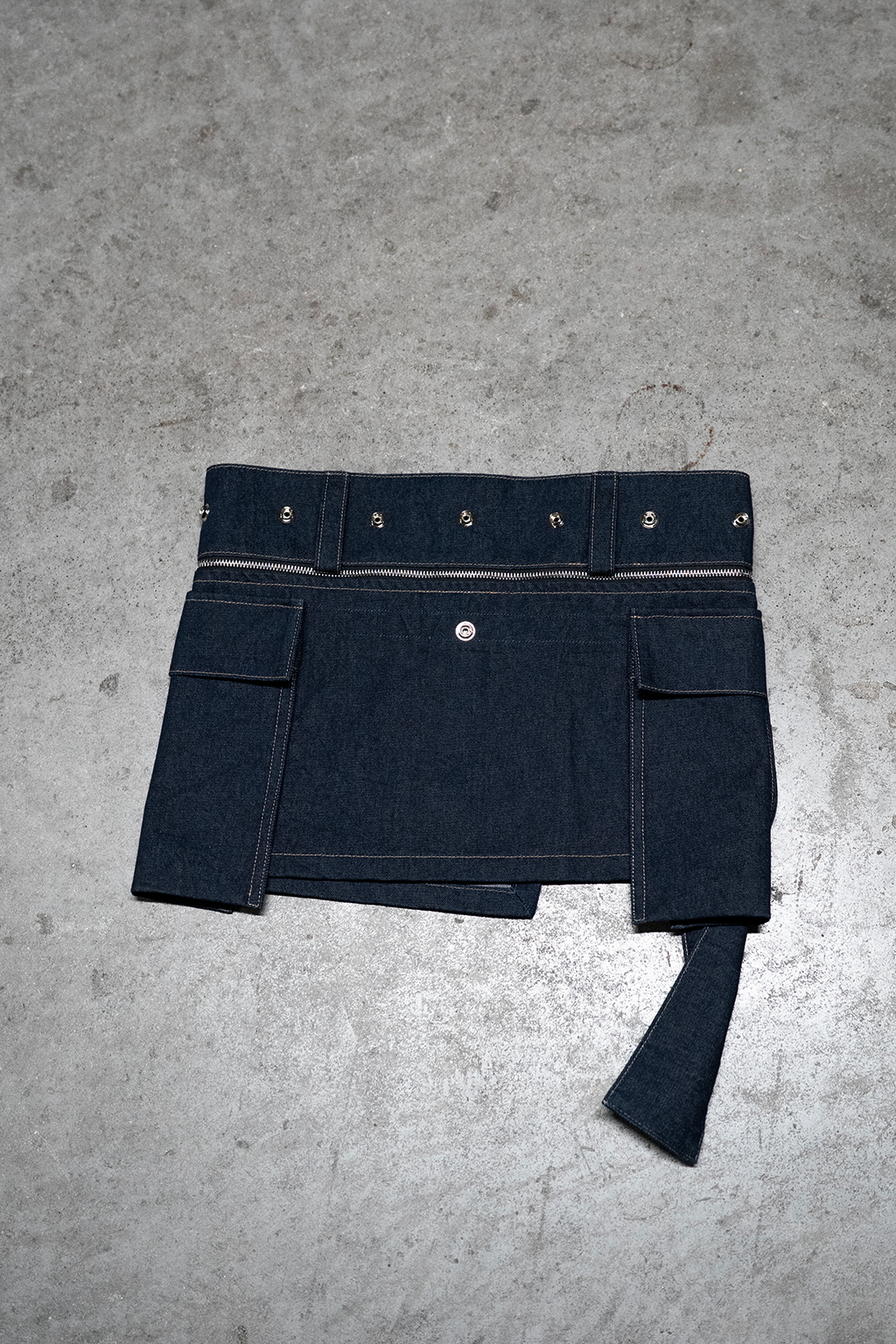 TECHNICAL MINI SKIRT RAW DENIM