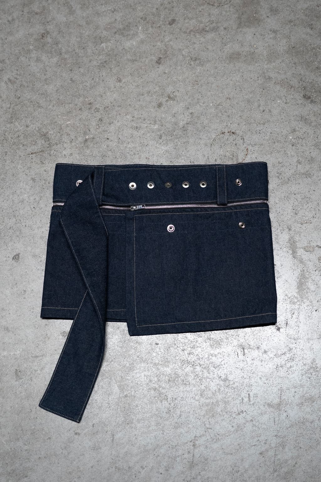 TECHNICAL MINI SKIRT RAW DENIM