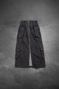CARGO ZIPPER SKIRT WASHED BLACK DENIM