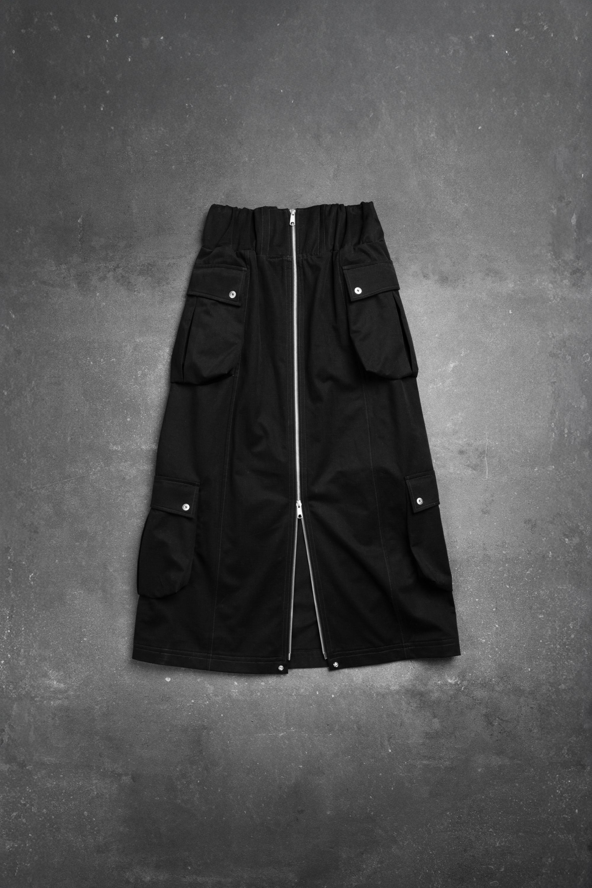 CARGO ZIPPER SKIRT BLACK COTTON