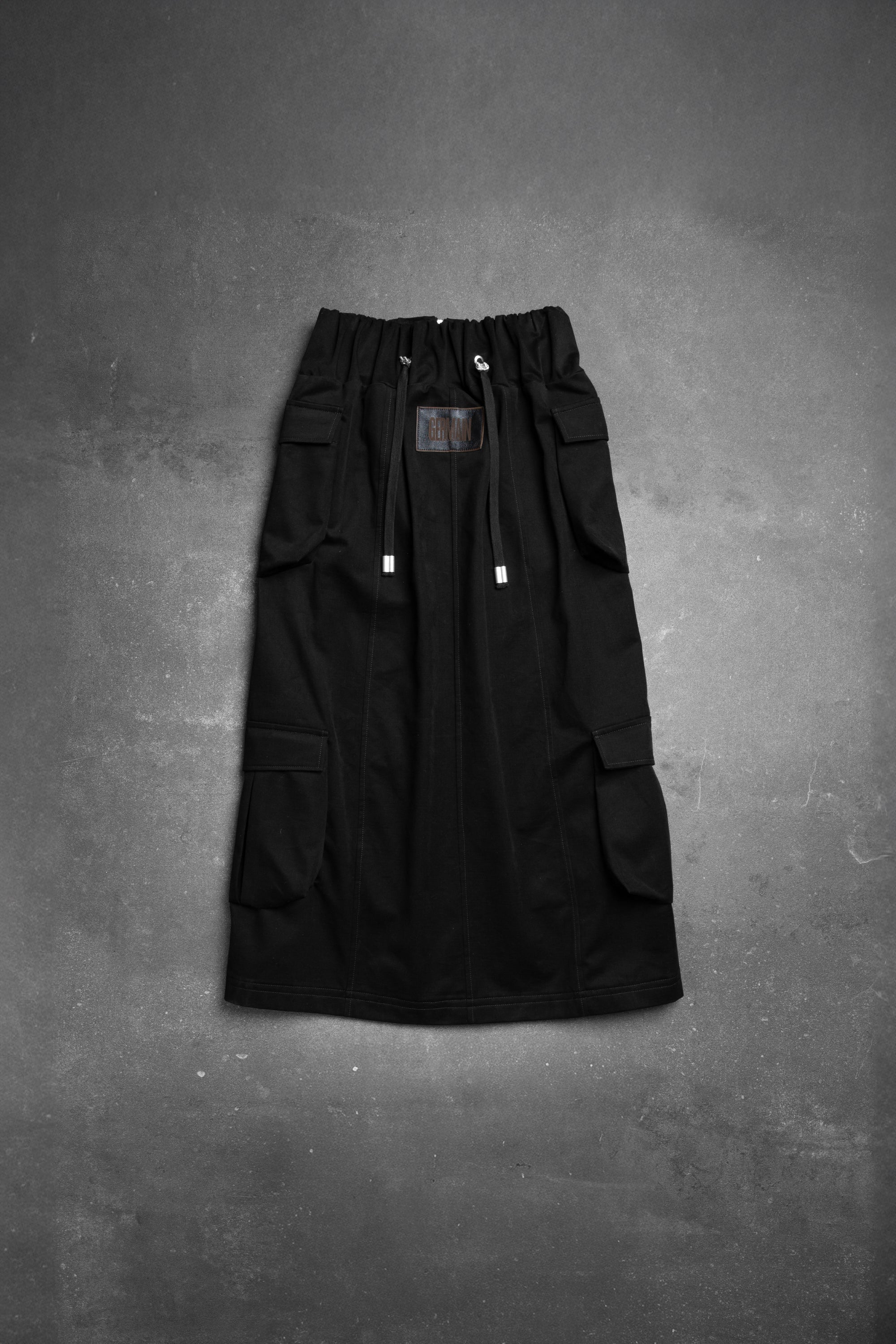 CARGO ZIPPER SKIRT BLACK COTTON