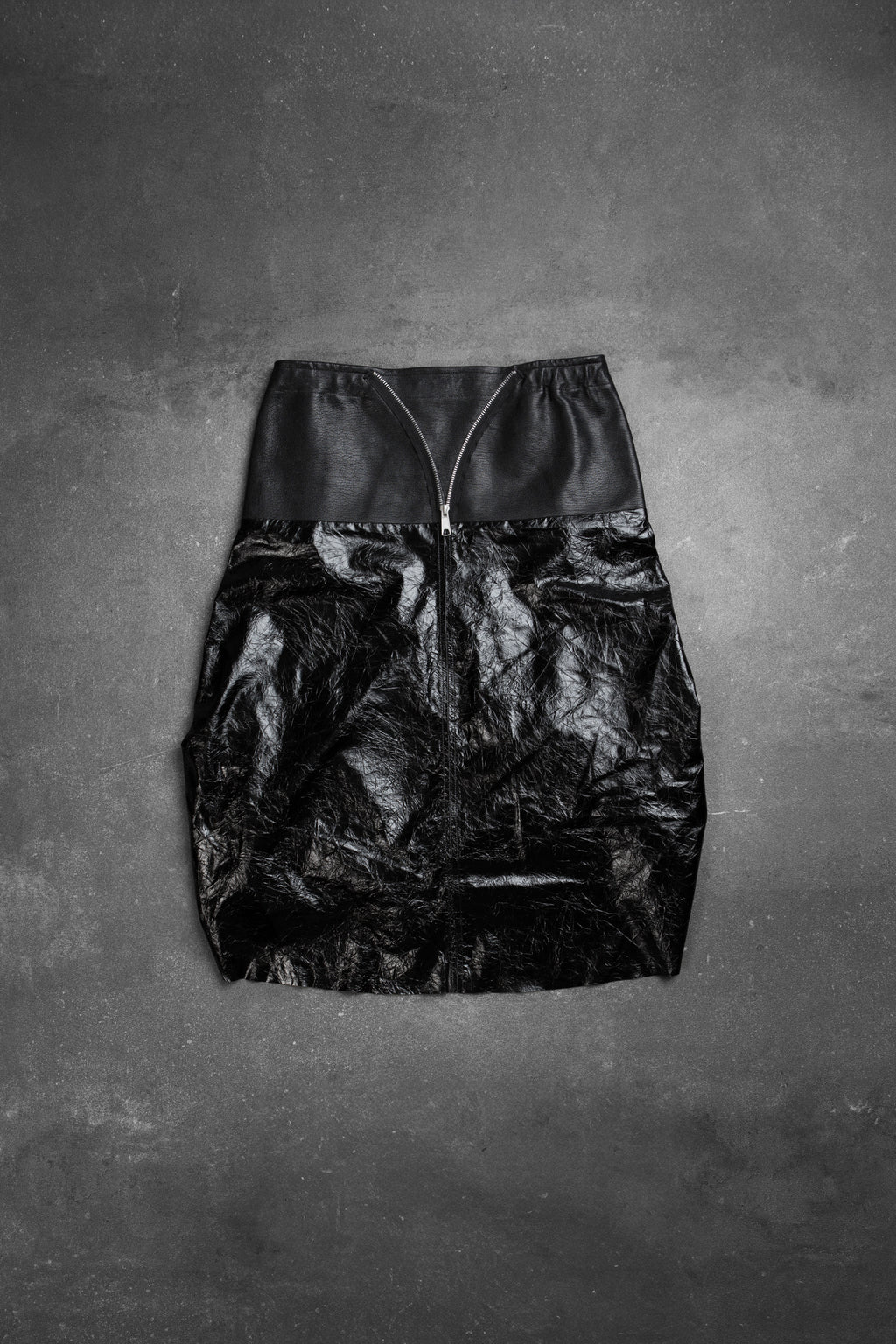 CRUMPED LEATHER CORSET SKIRT