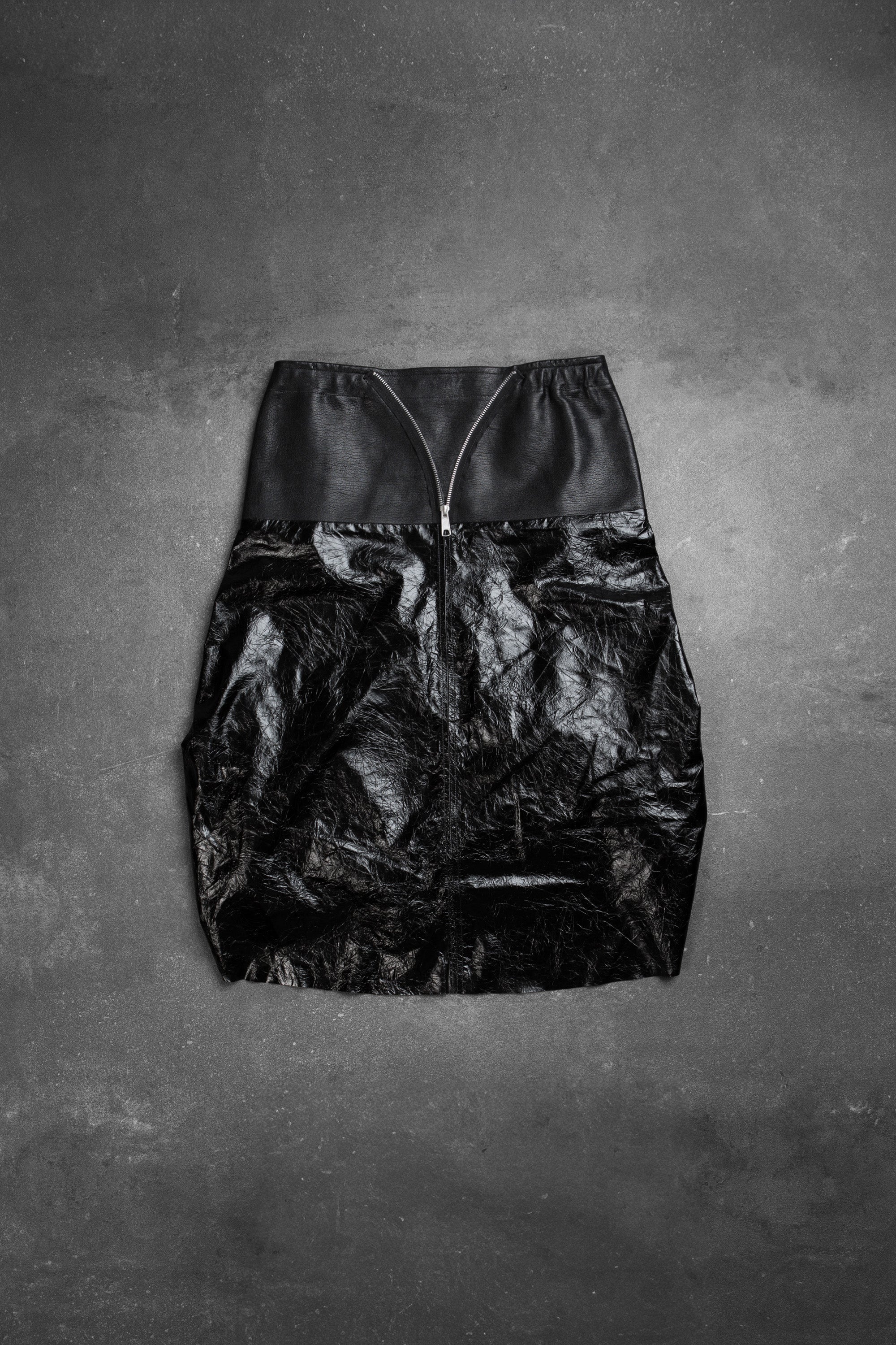 CRUMPED LEATHER CORSET SKIRT