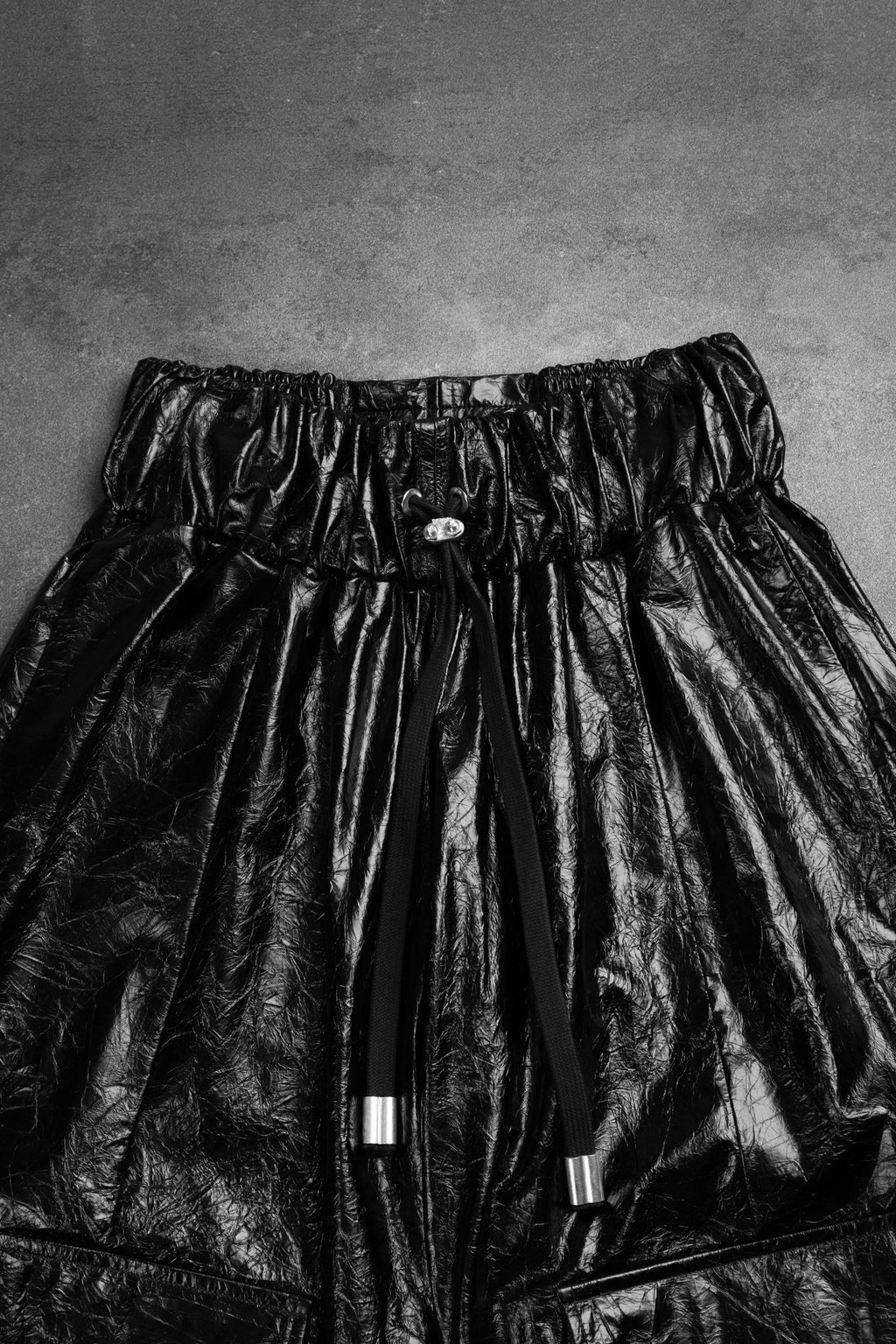 CRUMPLED LEATHER CARGO BOXING SHORT