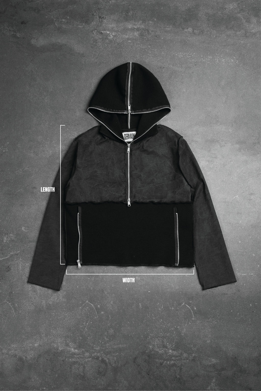 MULTI ZIPPER HOOD BLACK